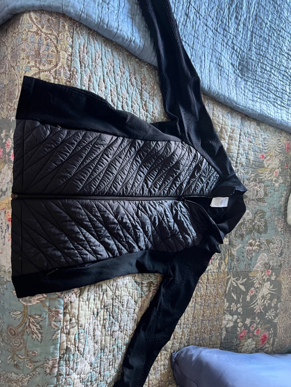 Athleta Black Quilted Front Bomber Jacket